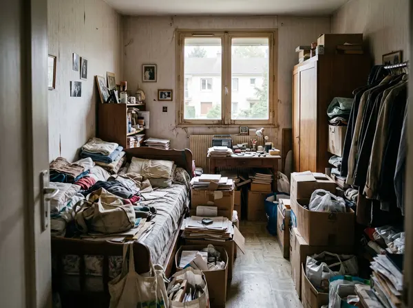 Chambre encombré avant intervention