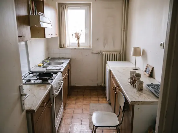 Cuisine après débarras et nettoyage